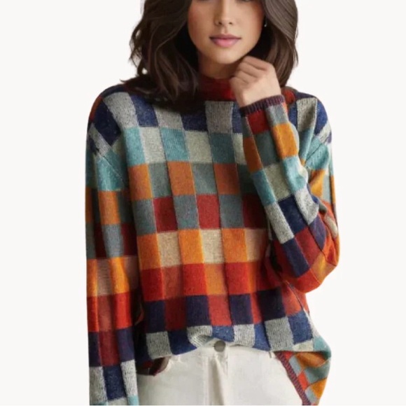 Alexander Hampton Sweaters - Vibrant Multicolor Checkered Turtleneck Sweater